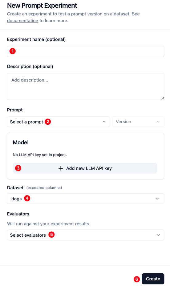 New Experiment Button